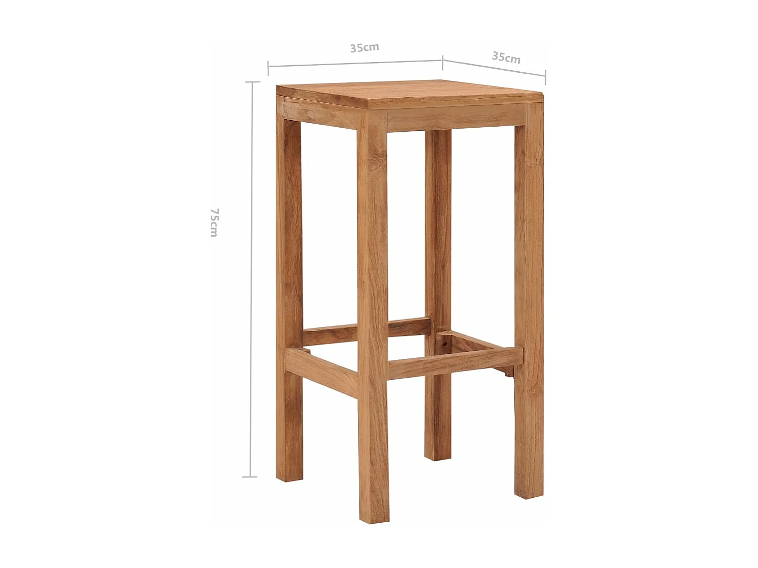 Sgabelli da Bar 2 pz in Legno Massello di Teak