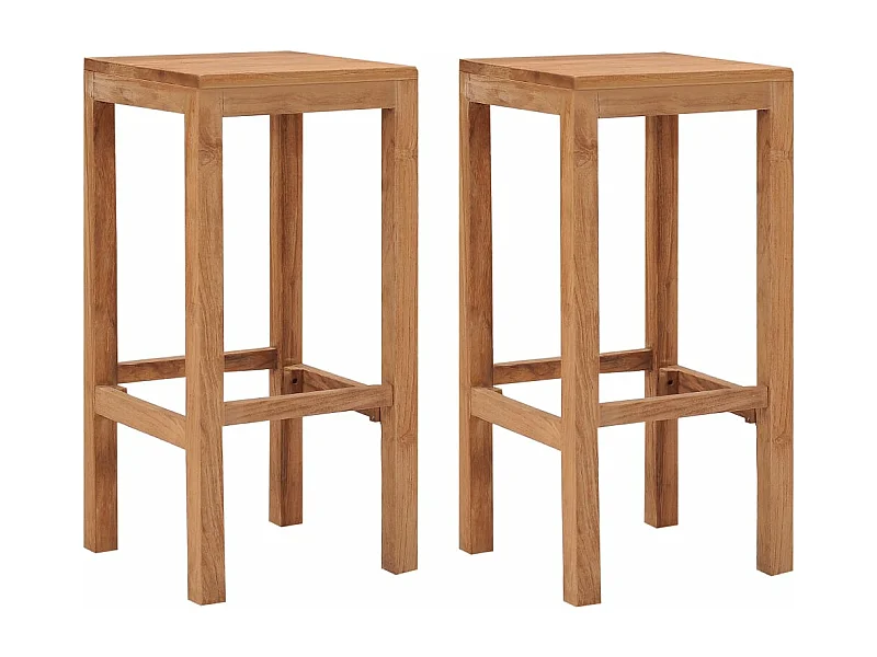 Barhocker 2 Stk. Massivholz Teak