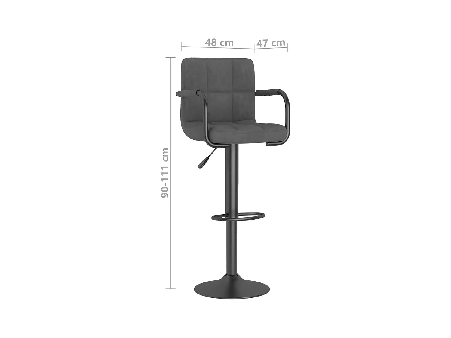 Tabourets de bar lot de 2 gris foncé velours