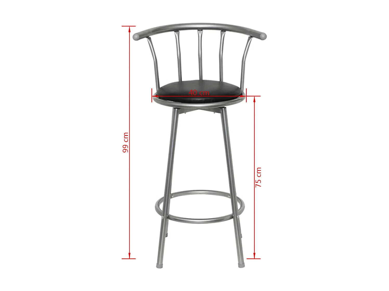 Tabourets de bar lot de 2 noir similicuir