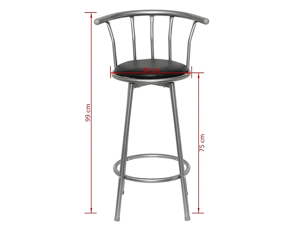 Tabourets de bar lot de 2 noir similicuir