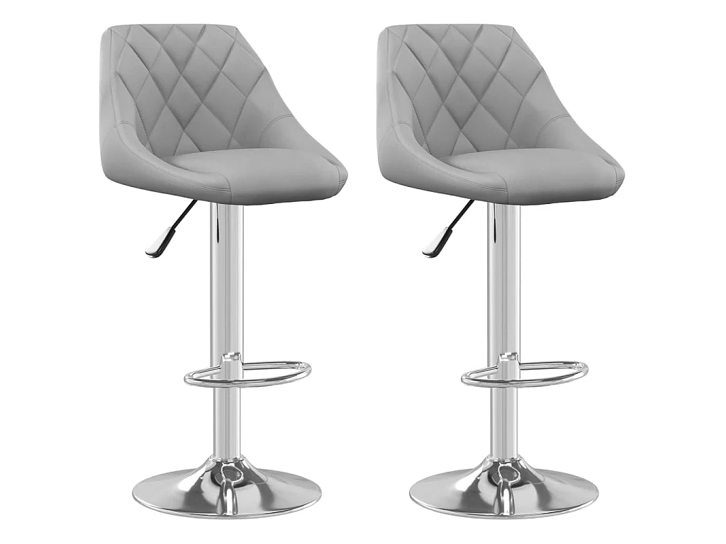 Tabourets de bar lot de 2 gris clair velours