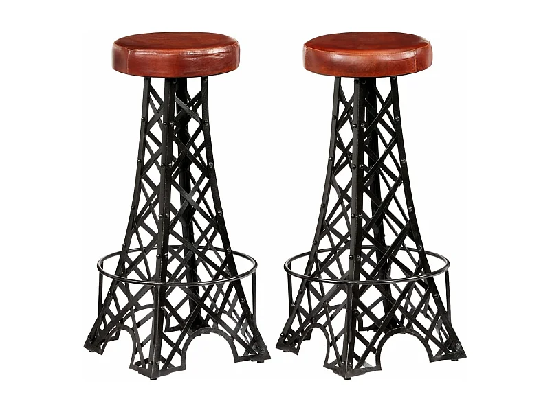 Barkrukken 2 st echt leer