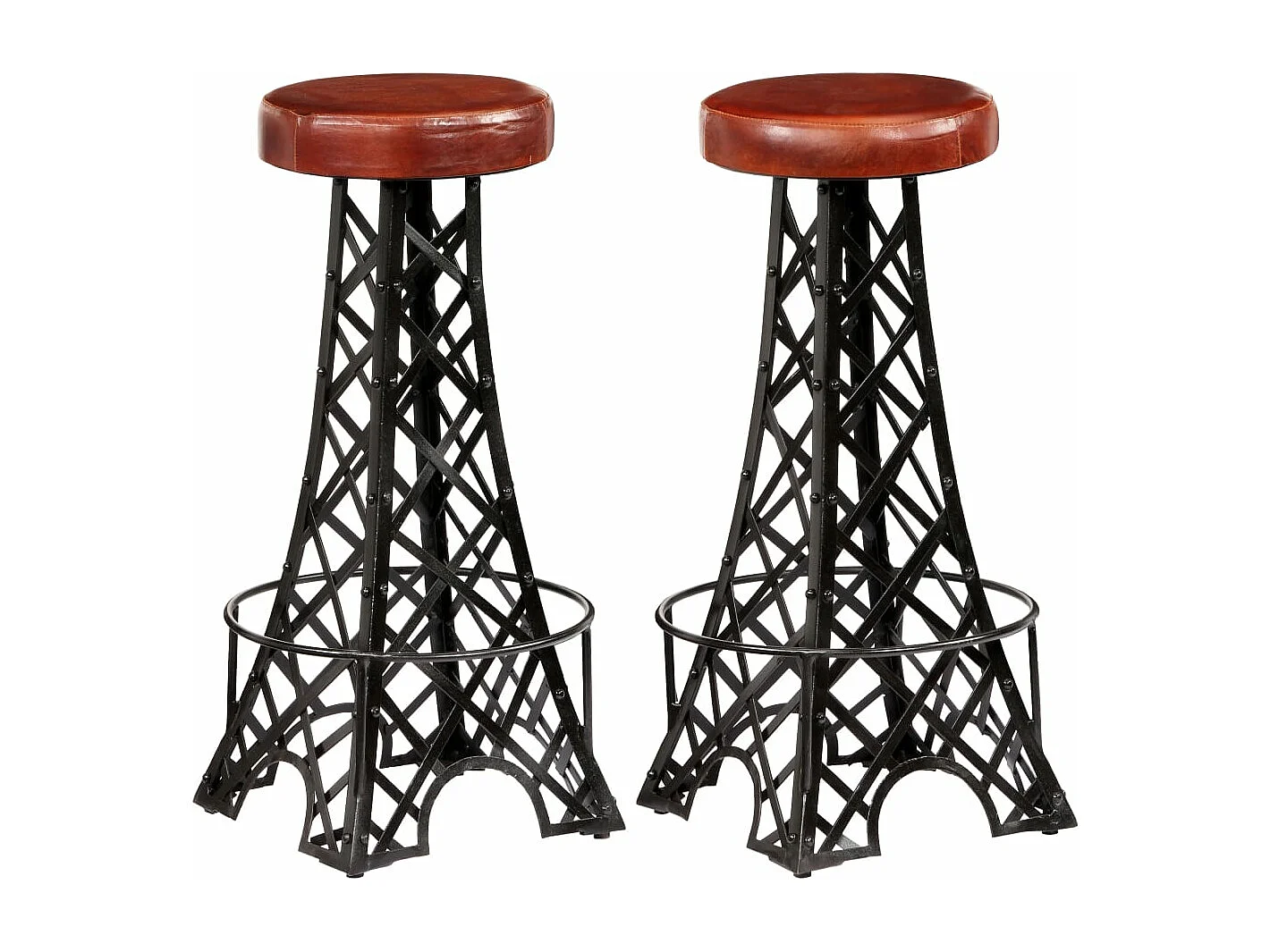 Tabourets de bar lot de 2 cuir véritable