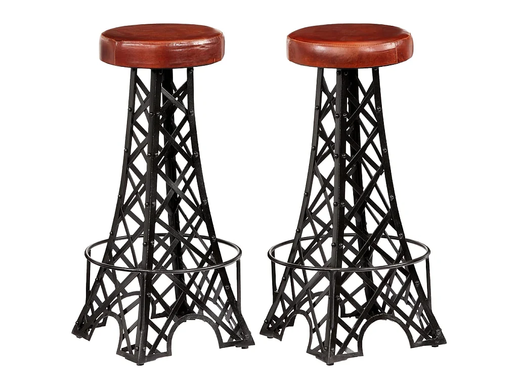 Tabourets de bar lot de 2 cuir véritable