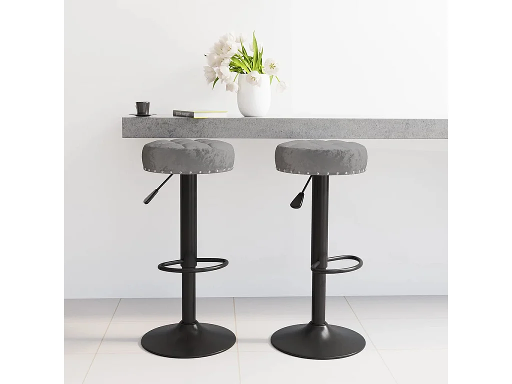 Barhocker 2 Stk. Dunkelgrau Samt