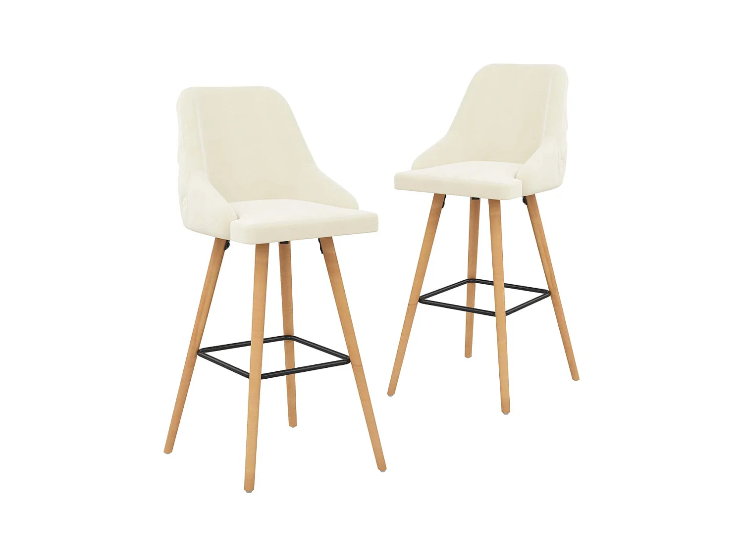 Chaises de bar lot de 2 crème velours