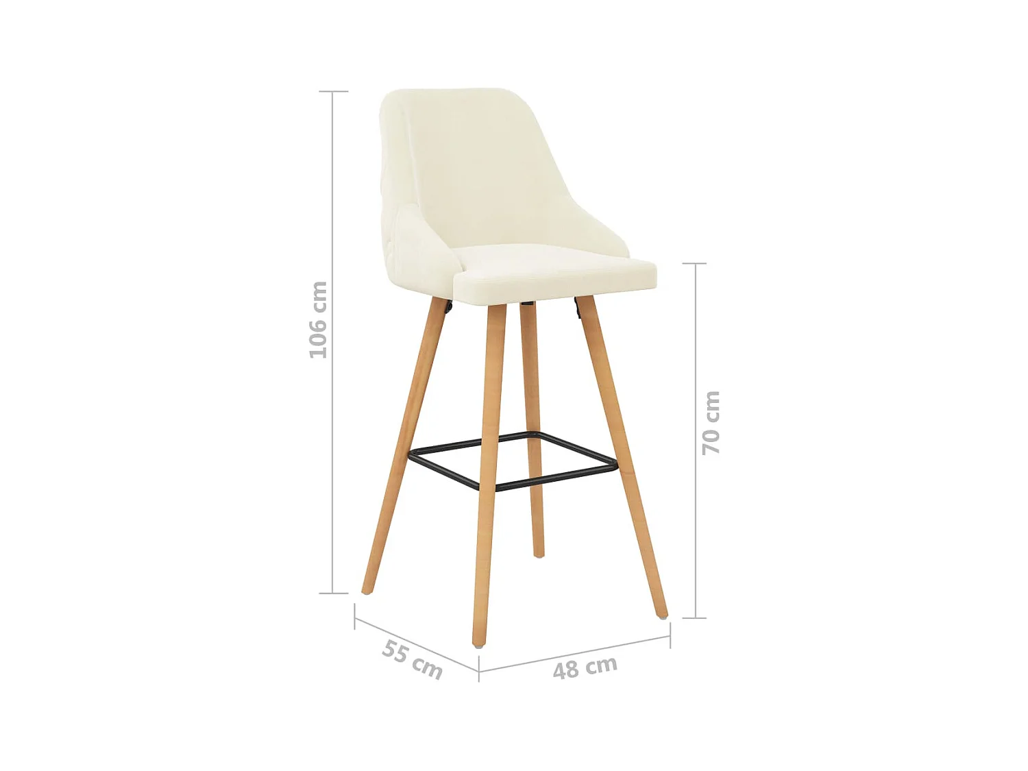 Chaises de bar lot de 2 crème velours