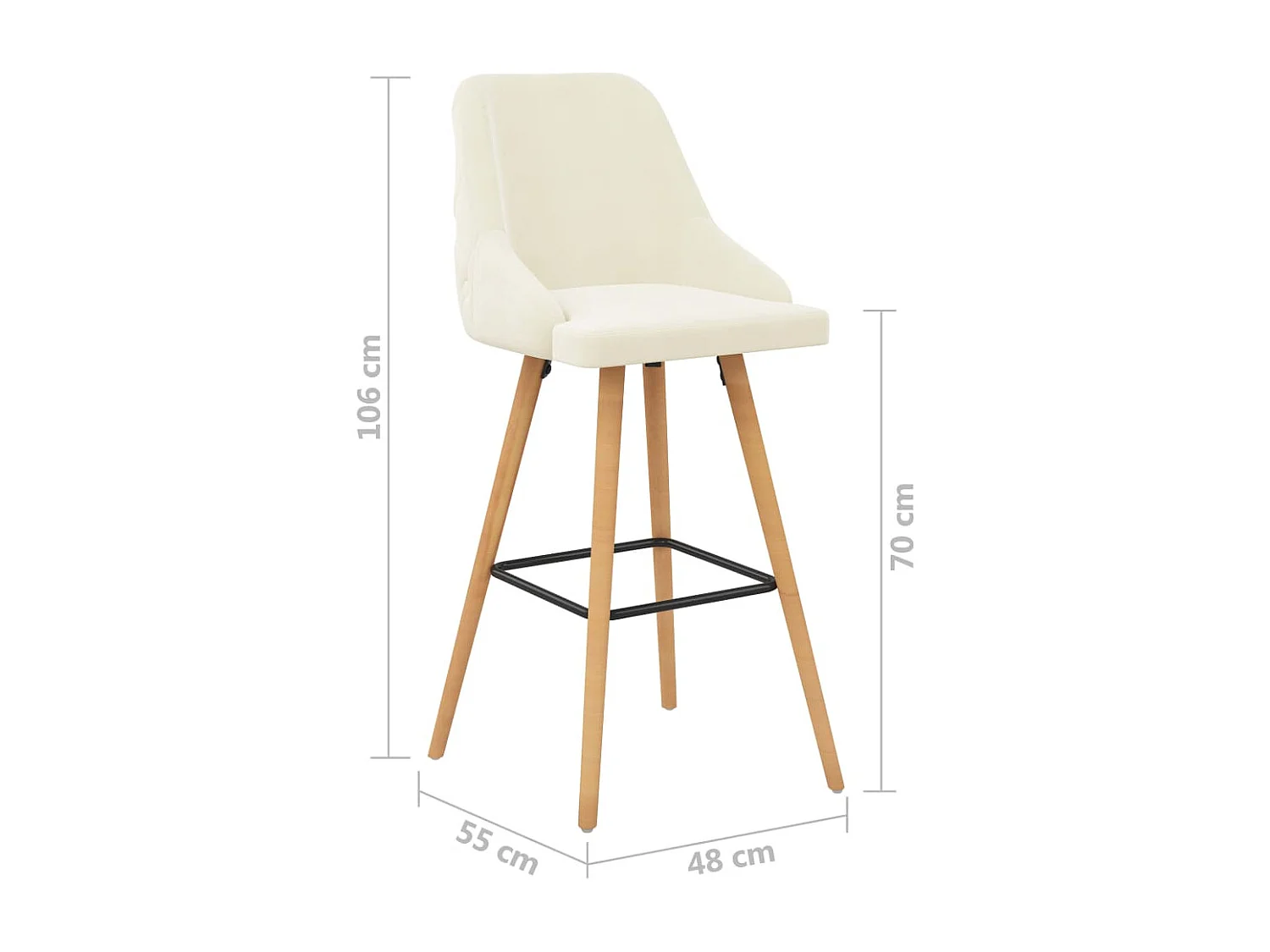 Chaises de bar lot de 2 crème velours