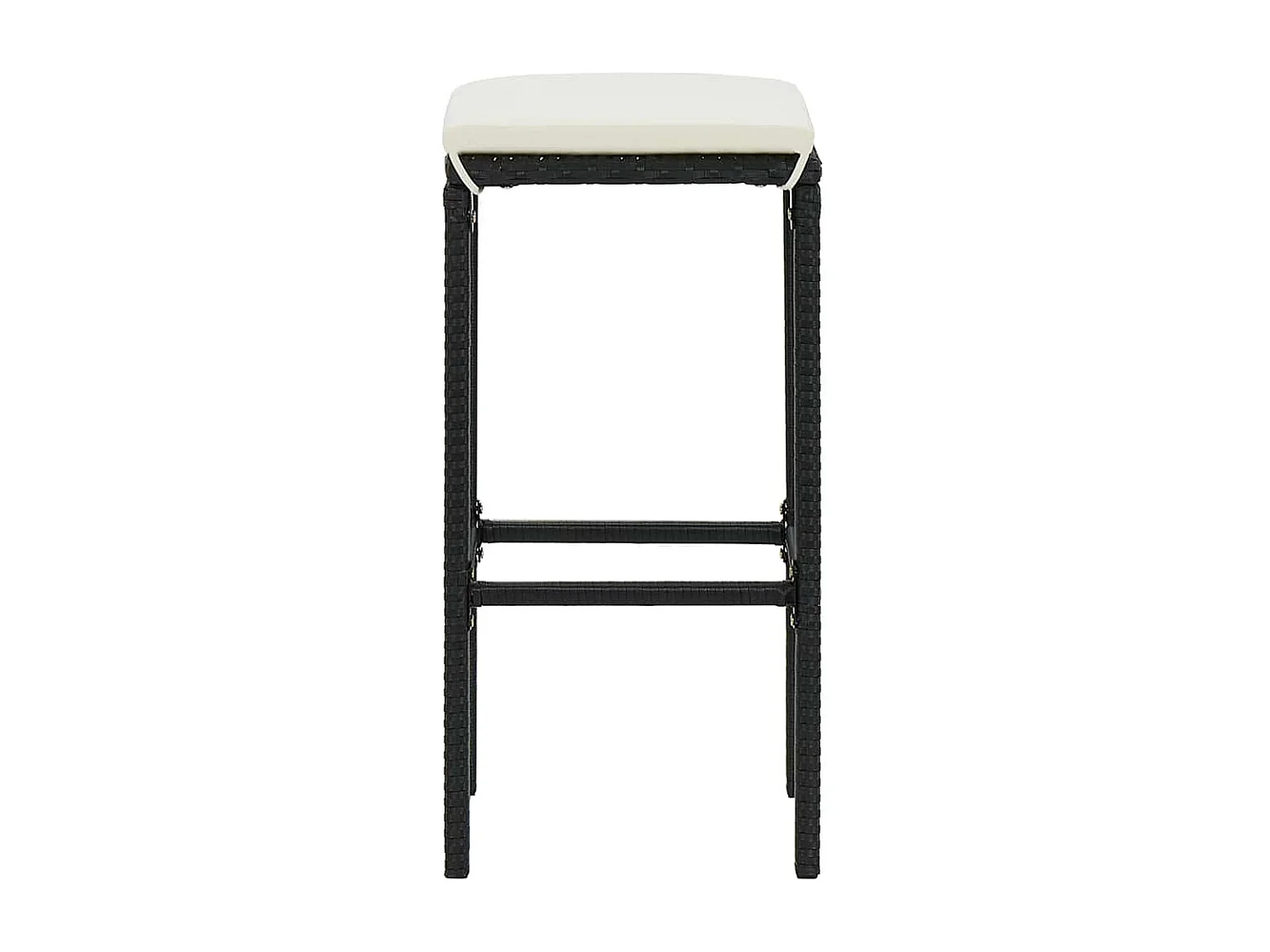 Tabourets de bar avec coussins lot de 4 noir résine tressée