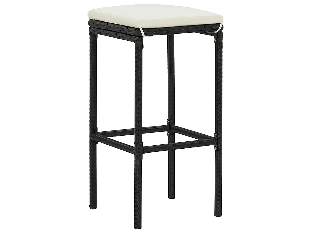 Sgabelli da Bar con Cuscini 4 pz Neri in Polyrattan
