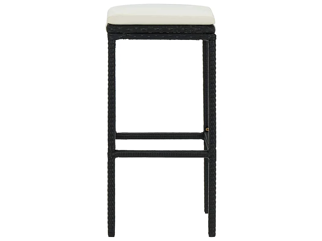 Sgabelli da Bar con Cuscini 4 pz Neri in Polyrattan