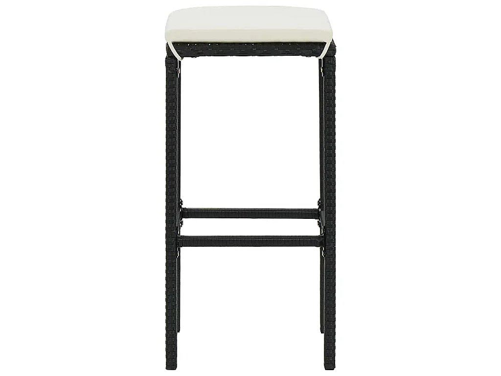 Sgabelli da Bar con Cuscini 4 pz Neri in Polyrattan