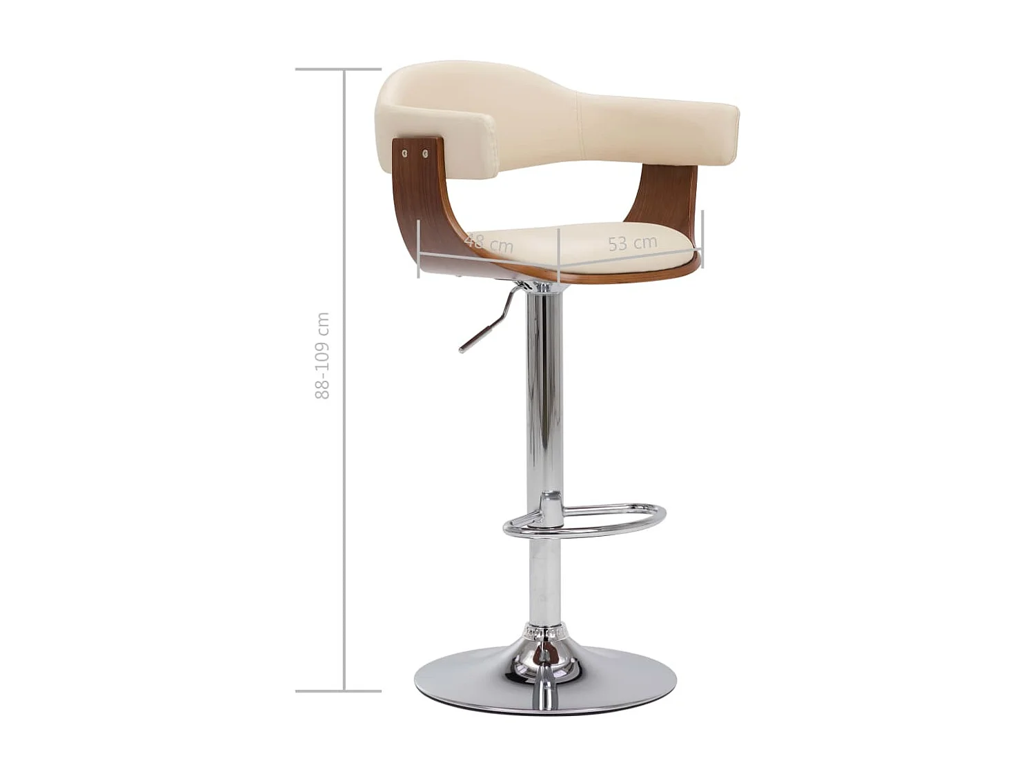 Barhocker 2 Stk. Creme Bugholz und Kunstleder