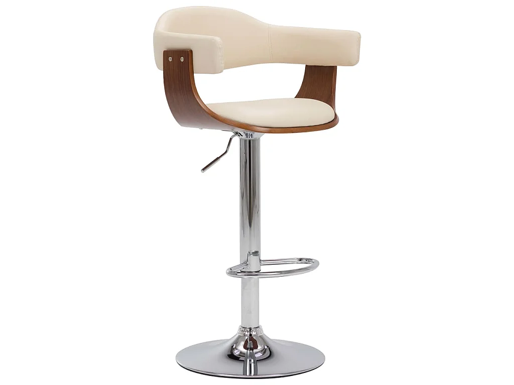 Barkrukken 2 st gebogen hout en kunstleer crèmekleurig