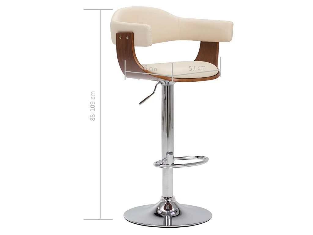 Barkrukken 2 st gebogen hout en kunstleer crèmekleurig