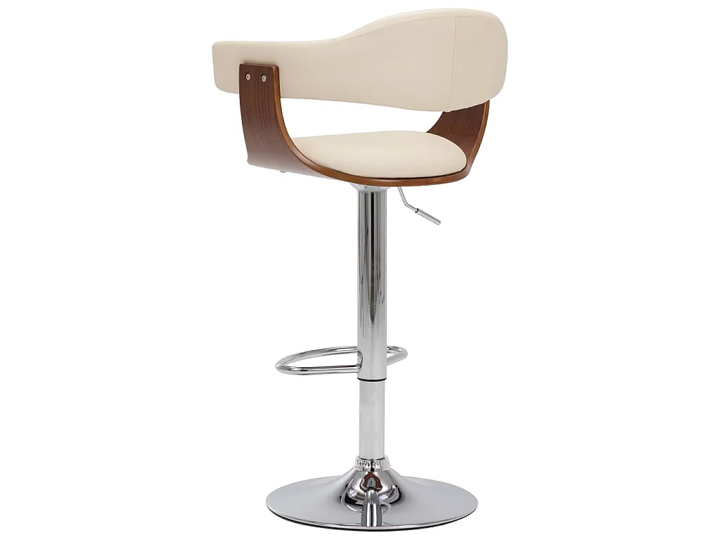 Barkrukken 2 st gebogen hout en kunstleer crèmekleurig