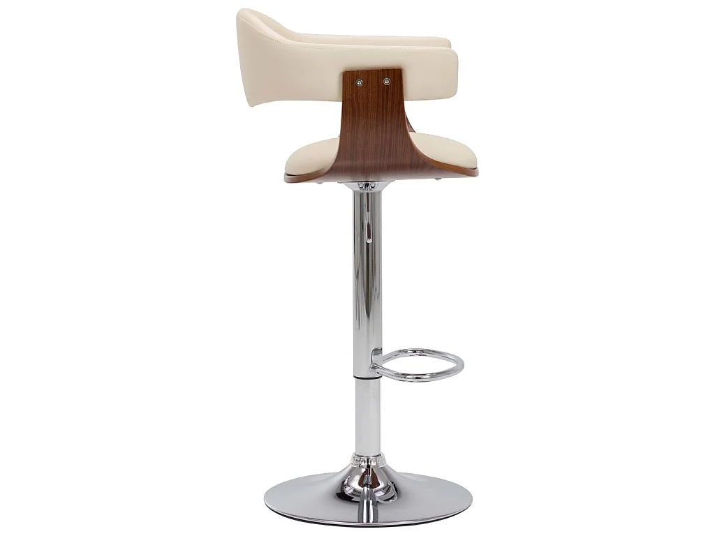 Barkrukken 2 st gebogen hout en kunstleer crèmekleurig