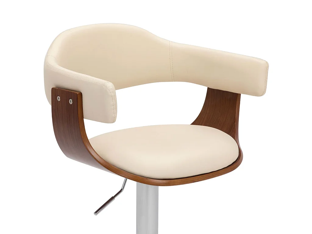 Barkrukken 2 st gebogen hout en kunstleer crèmekleurig