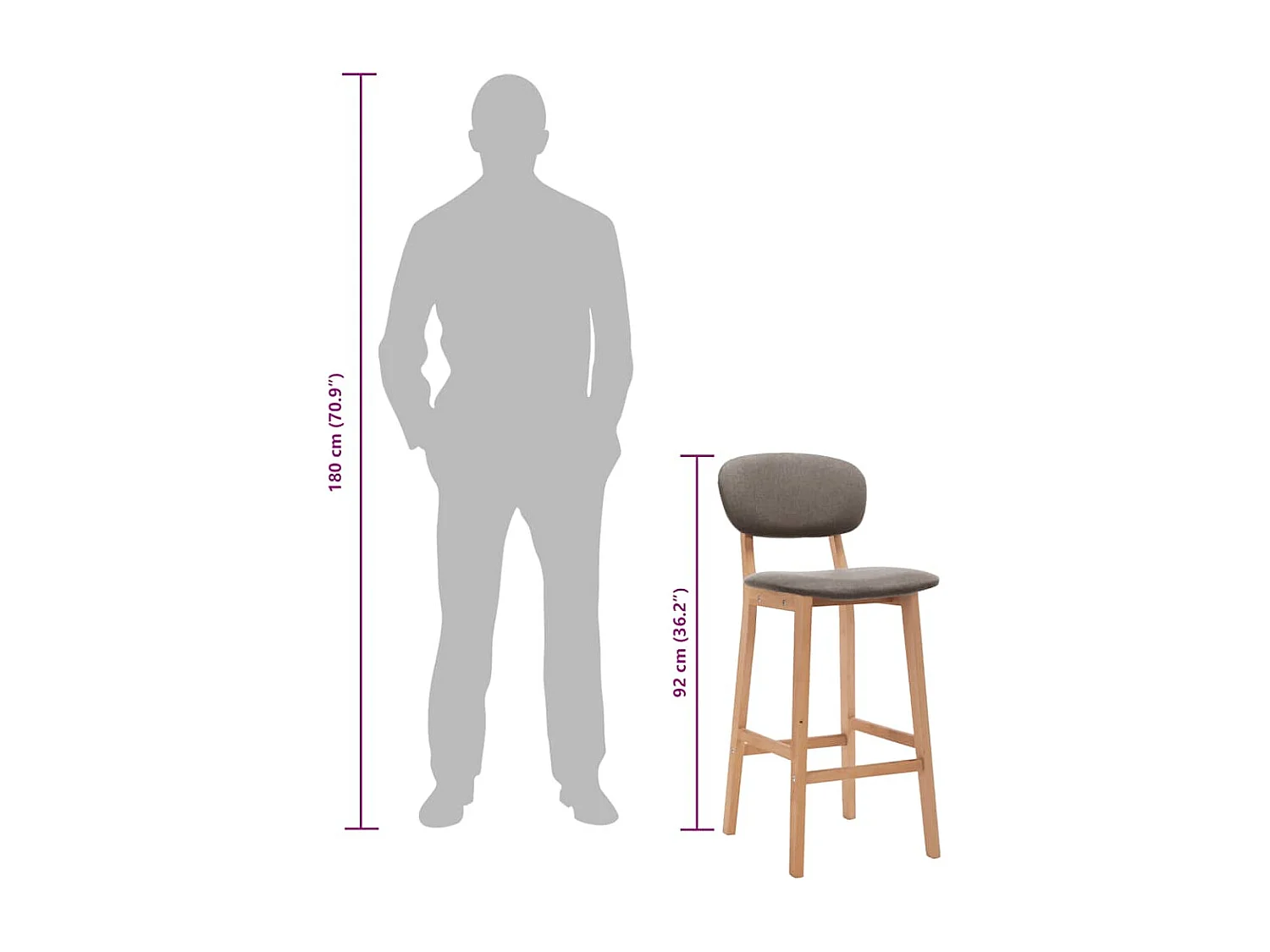 Taburetes de cocina 2 unidades tela gris taupe