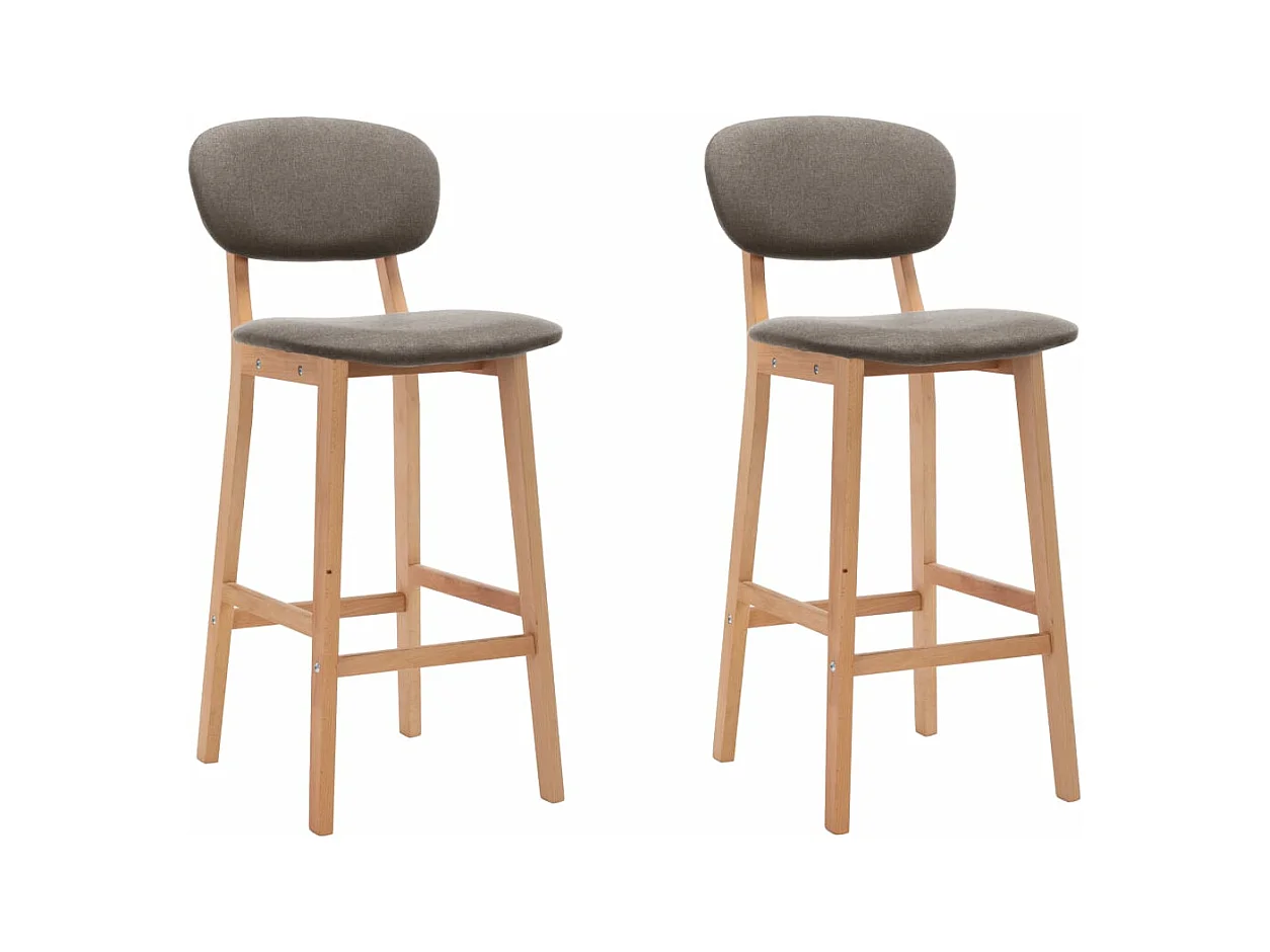 Bancos de bar 2 pcs tecido cinzento-acastanhado