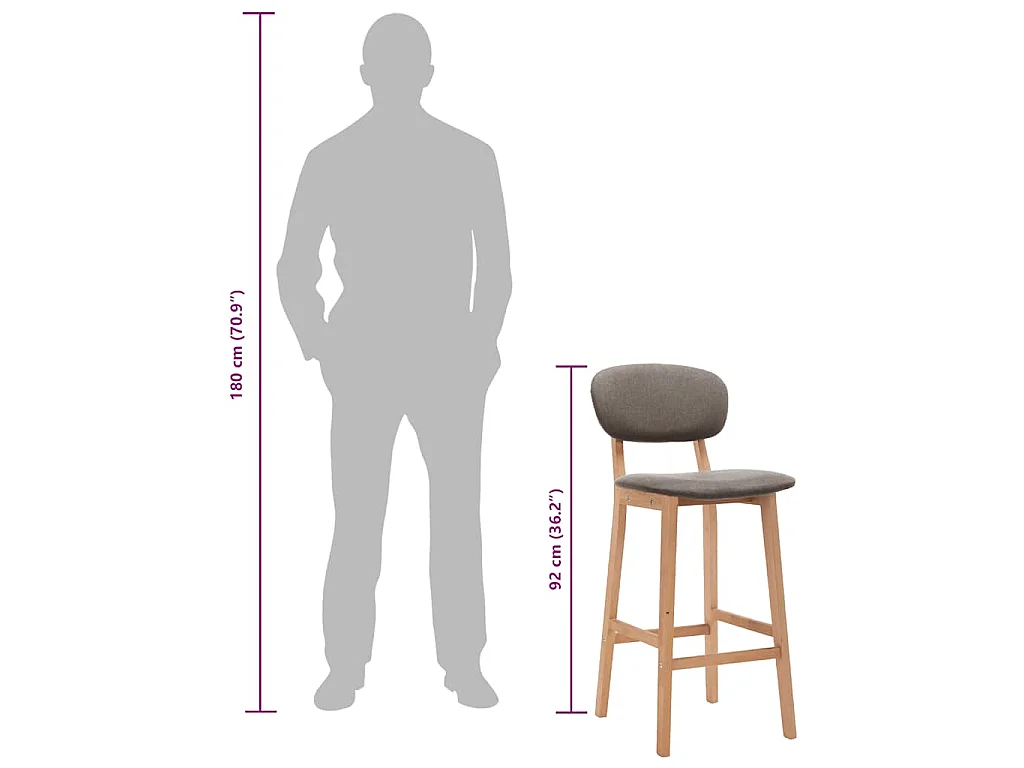 Tabourets de bar lot de 2 taupe tissu
