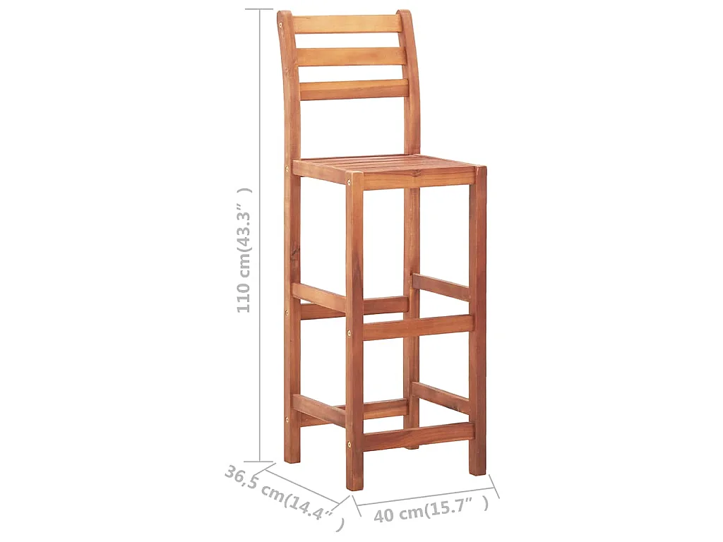 Chaises de bar lot de 4 bois d'acacia solide