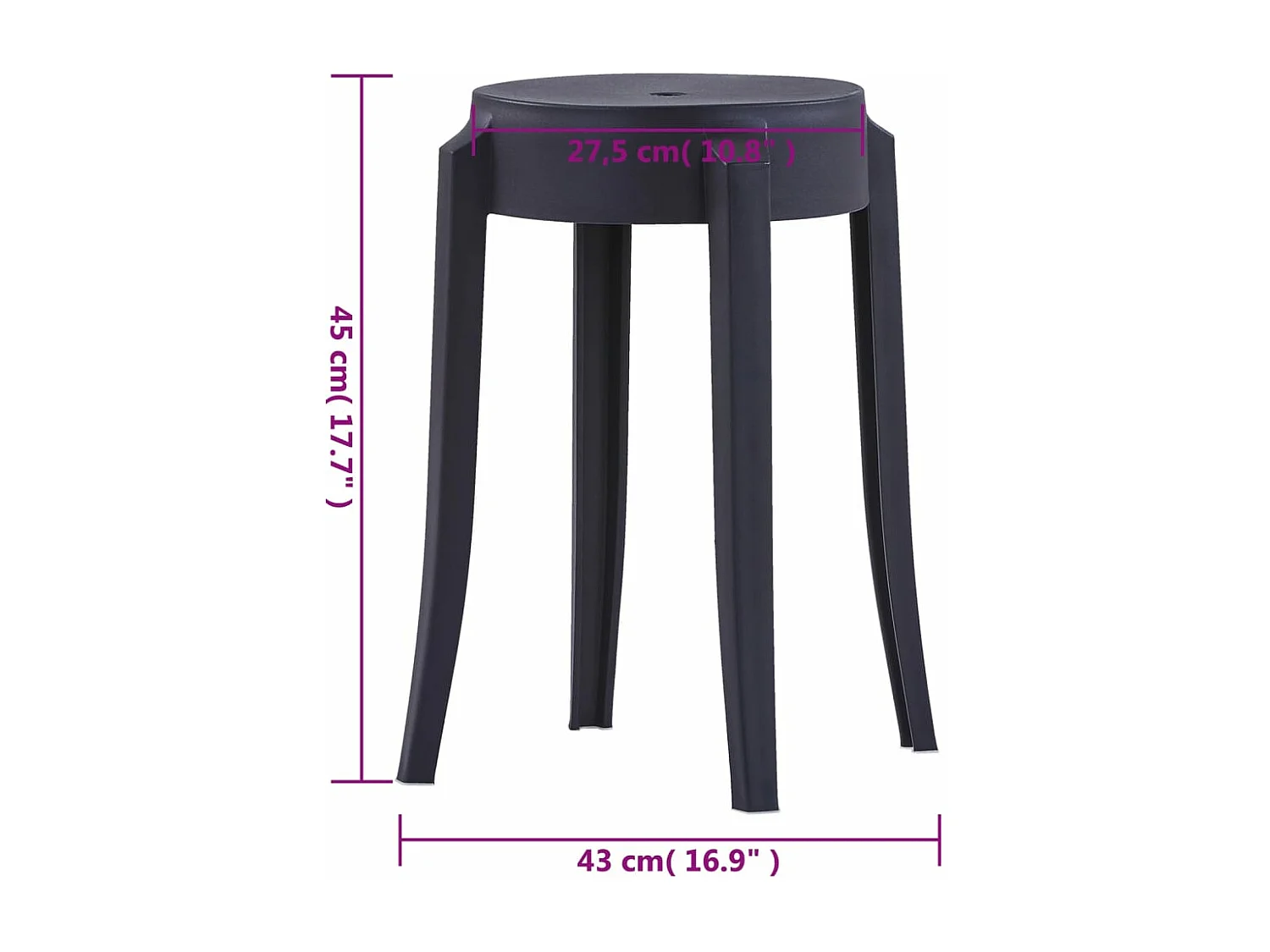 Bancos empilháveis 4 pcs plástico preto