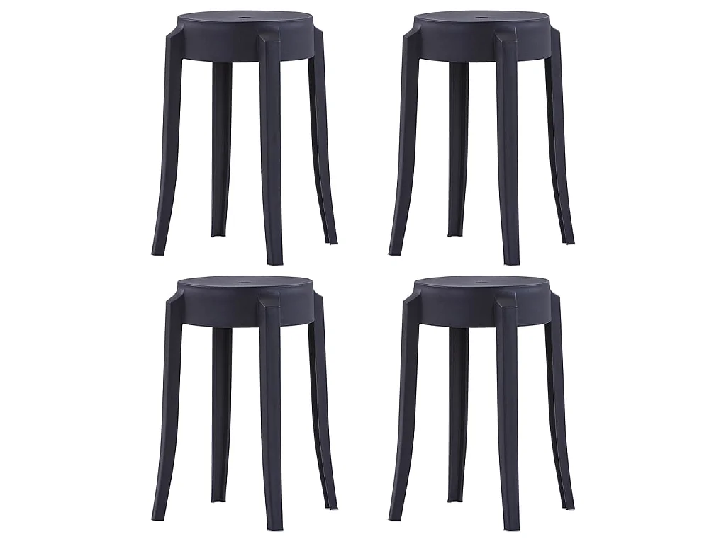 Tabourets empilables lot de 4 noir plastique
