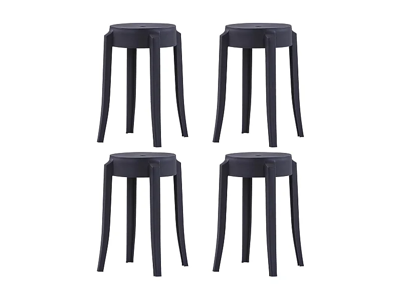 Bancos empilháveis 4 pcs plástico preto