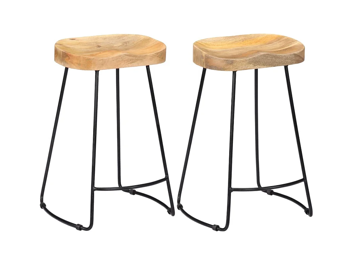 Tabourets de bar Gavin lot de 2 bois de manguier massif