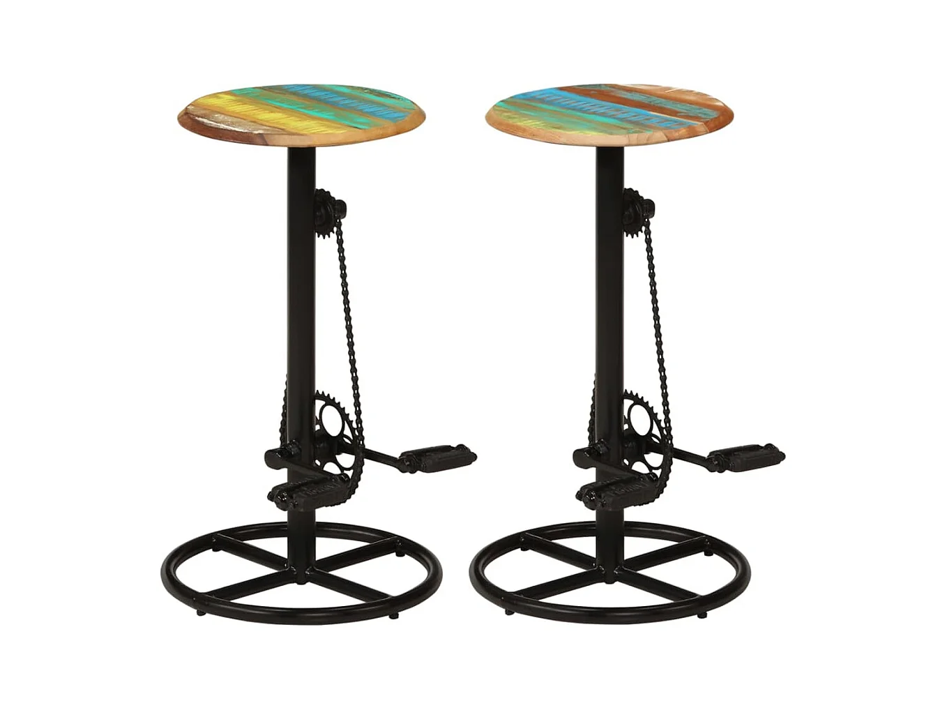 Tabourets de bar lot de 2 bois massif de récupération