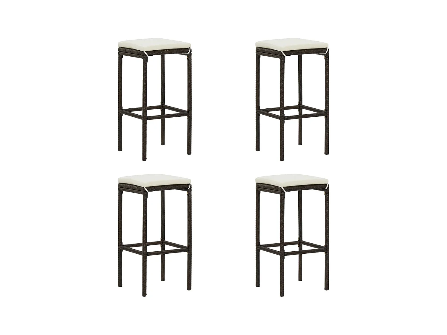 Tabourets de bar avec coussins lot de 4 marron résine tressée
