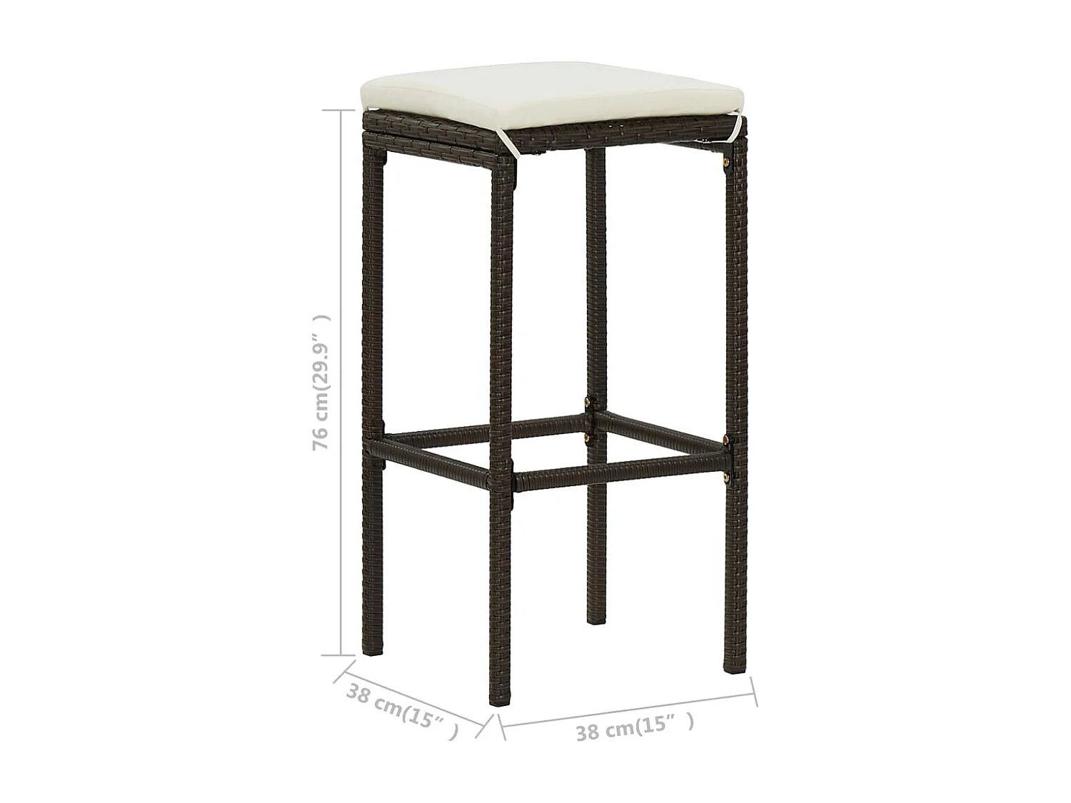 Barhocker mit Kissen 4 Stk. Braun Poly Rattan