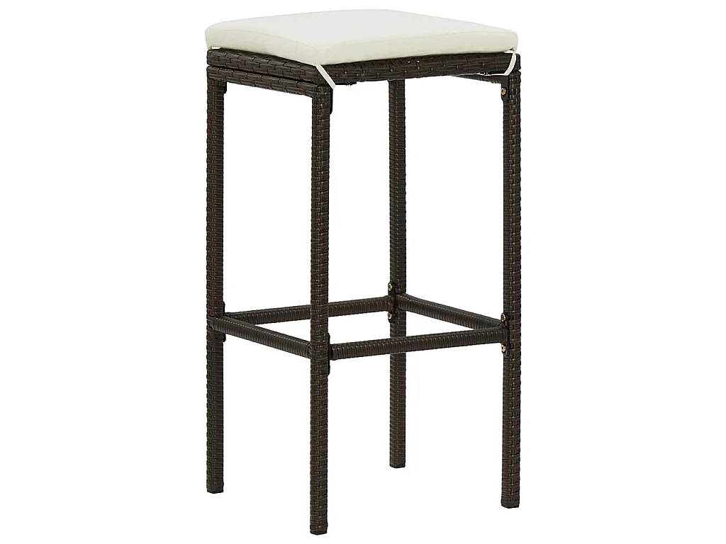 Tabourets de bar avec coussins lot de 4 marron résine tressée