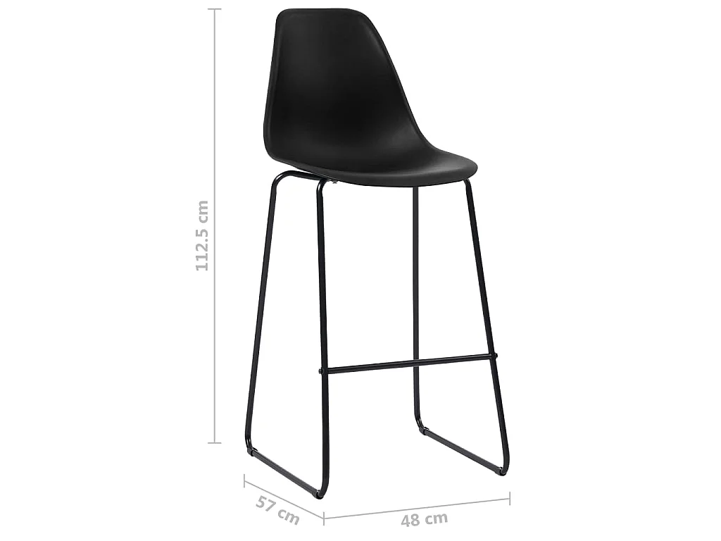 Sedie da Bar 2 pz Nere in Plastica