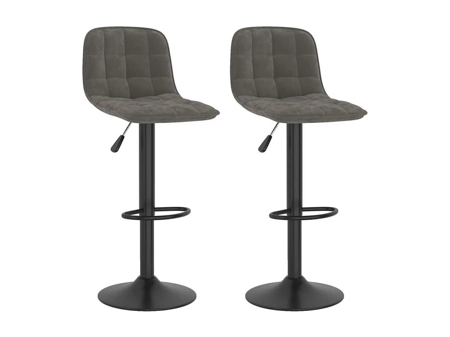Tabourets de bar lot de 2 gris foncé velours