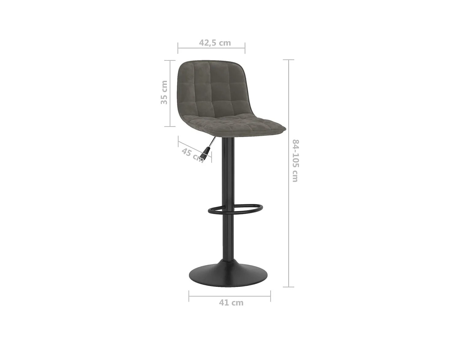 Tabourets de bar lot de 2 gris foncé velours