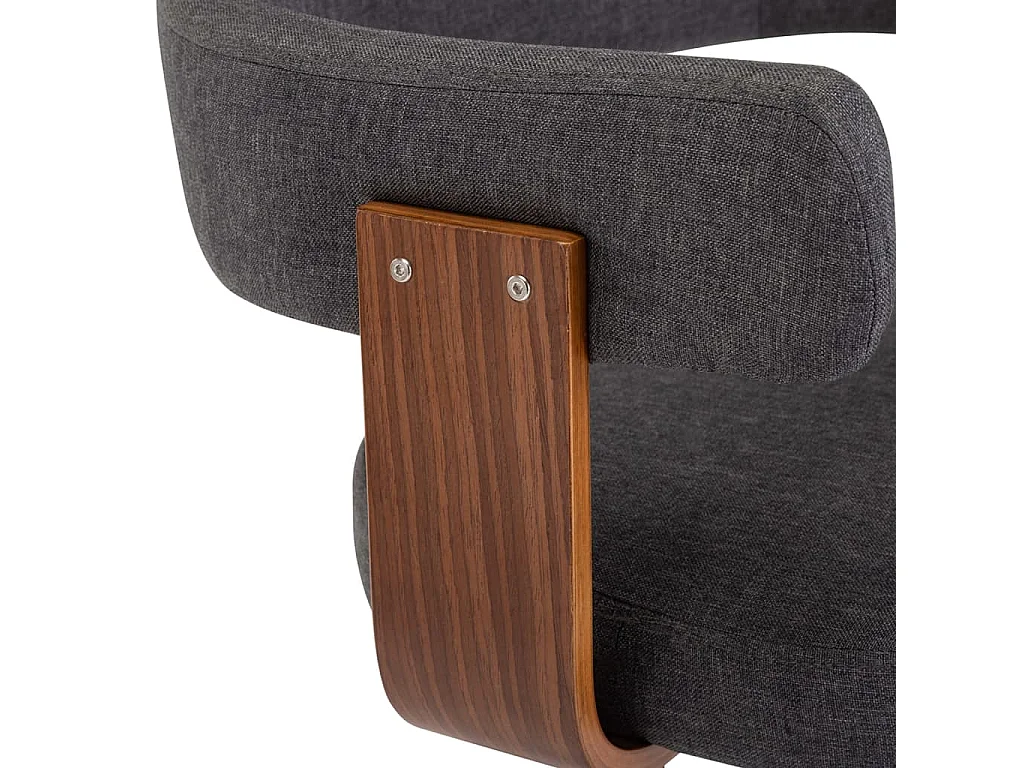 Tabourets de bar lot de 2 gris foncé bois courbé et tissu