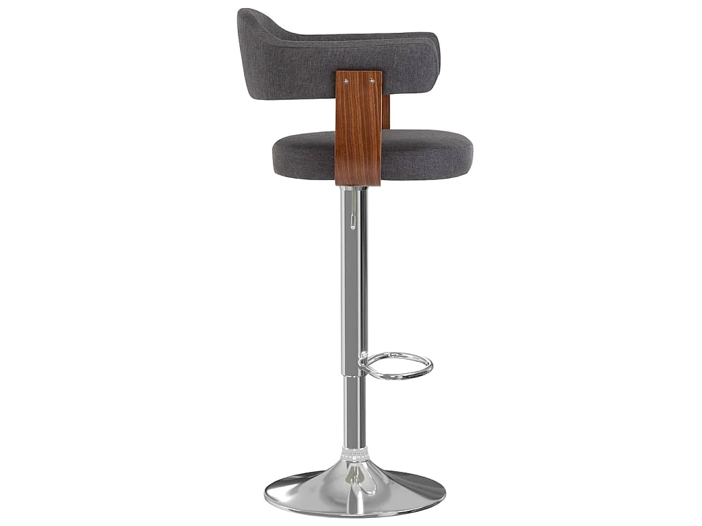 Tabourets de bar lot de 2 gris foncé bois courbé et tissu