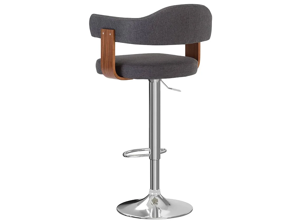 Tabourets de bar lot de 2 gris foncé bois courbé et tissu