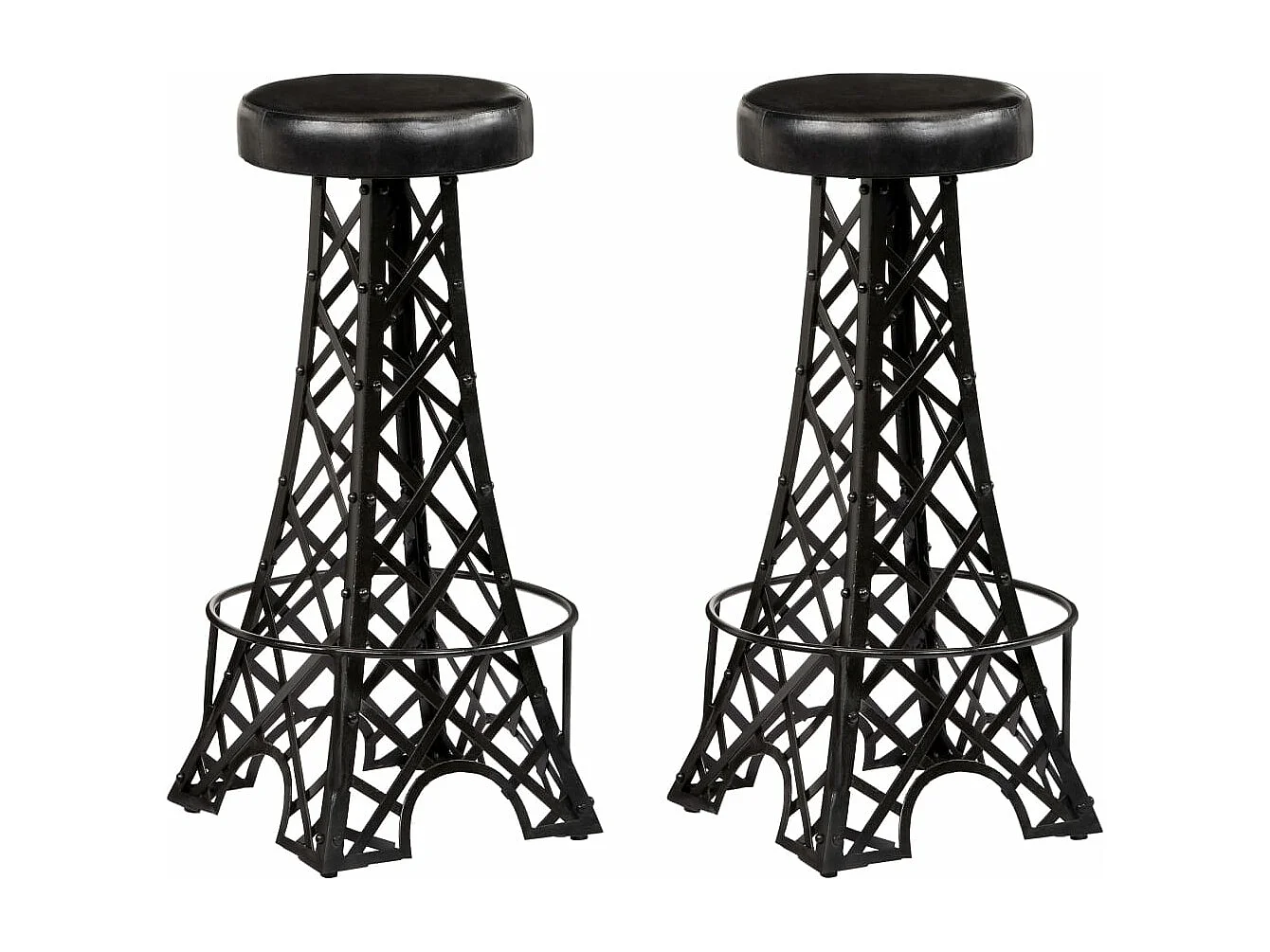 Tabourets de bar lot de 2 cuir véritable