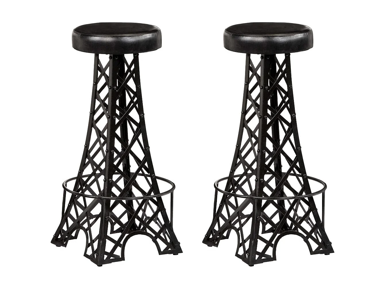 Tabourets de bar lot de 2 cuir véritable