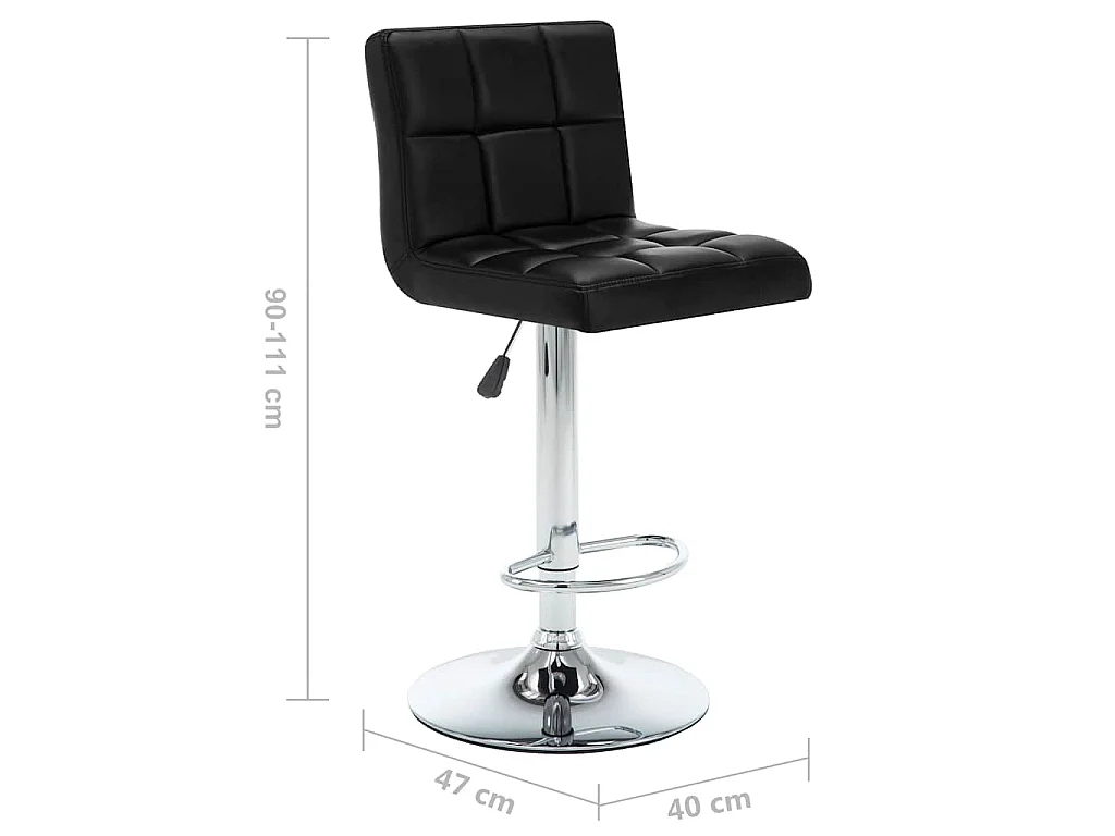 Tabourets de bar lot de 2 noir similicuir