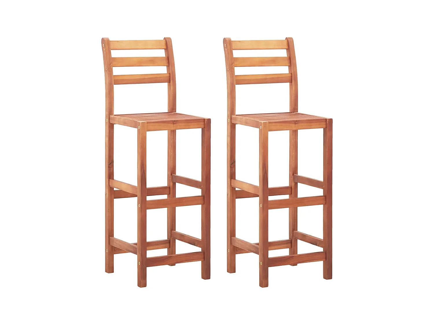 Chaises de bar lot de 2 bois d'acacia solide