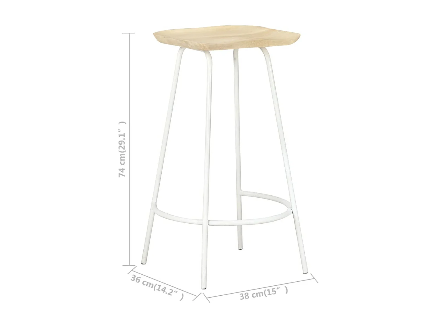 Tabourets de bar lot de 4 bois de manguier massif