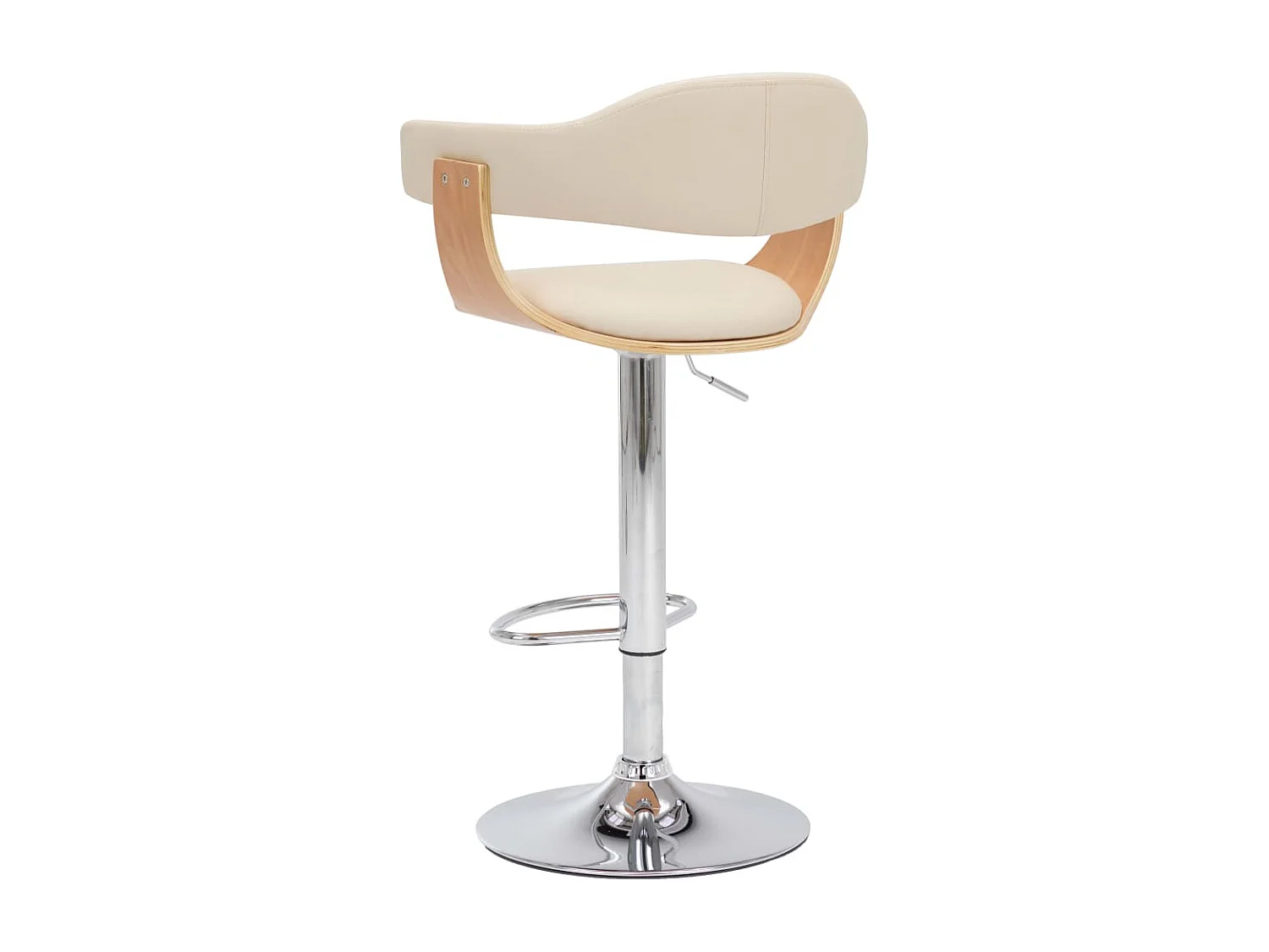 Tabourets de bar lot de 2 crème bois courbé et similicuir