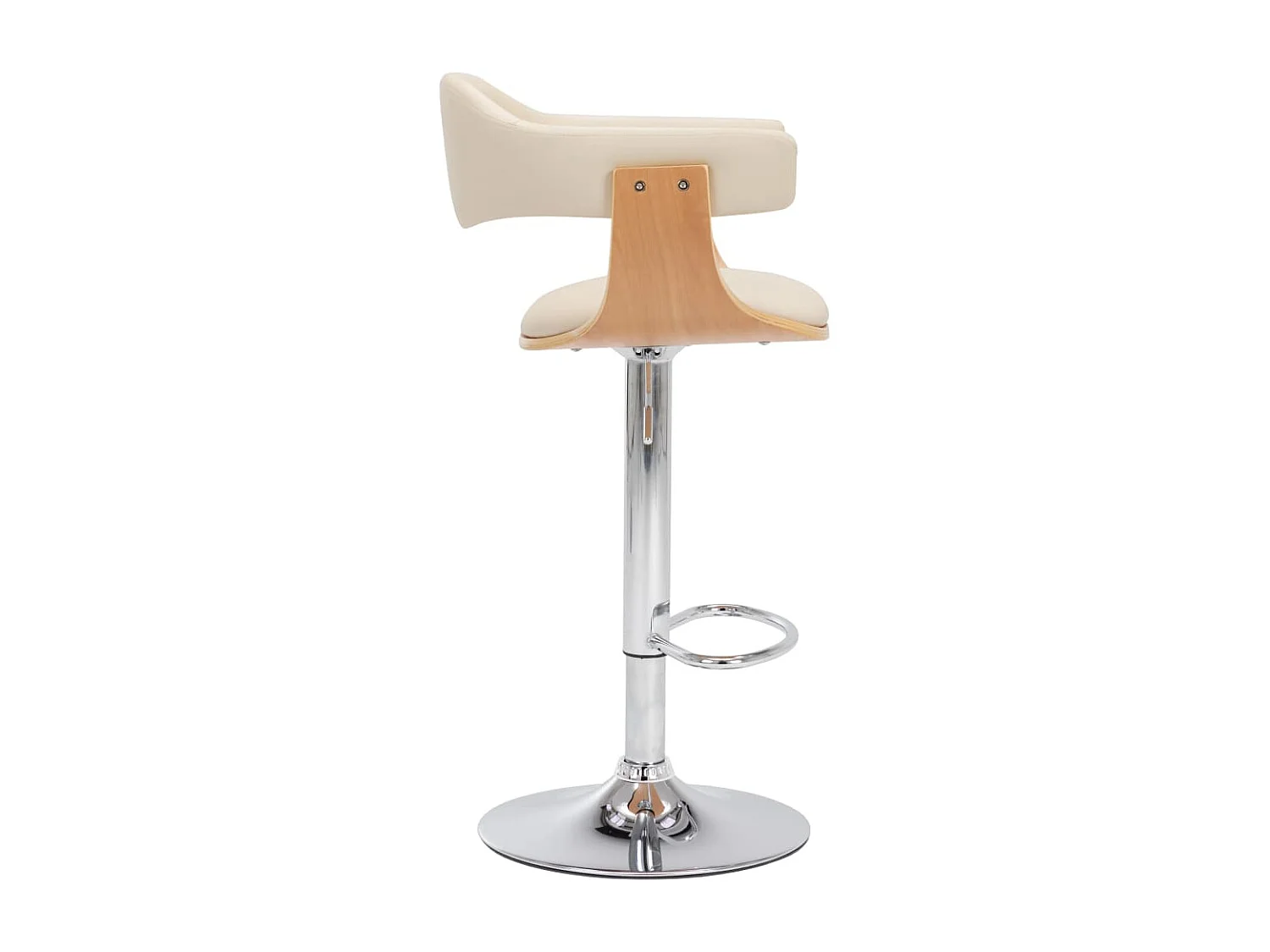 Tabourets de bar lot de 2 crème bois courbé et similicuir