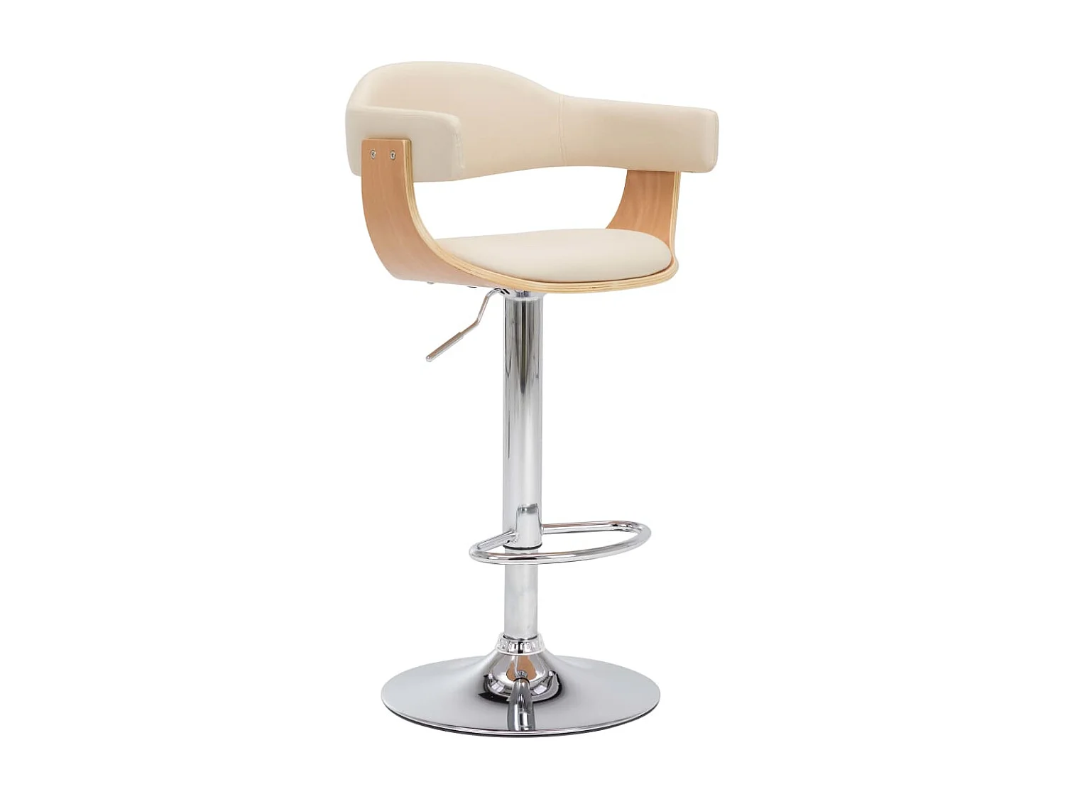 Tabourets de bar lot de 2 crème bois courbé et similicuir