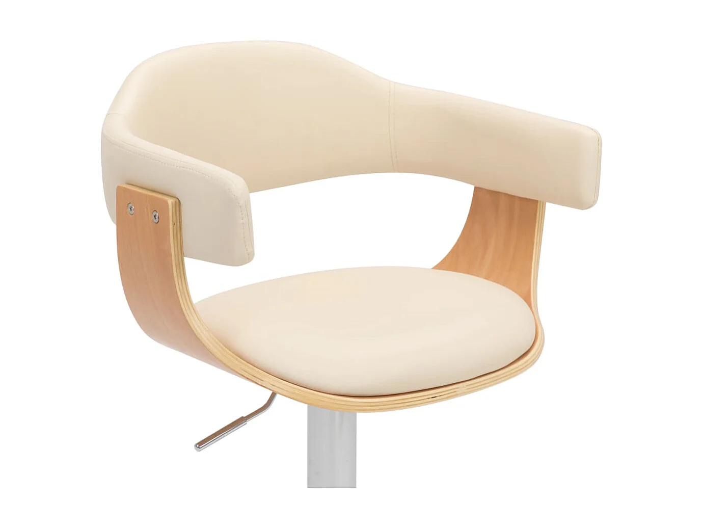 Tabourets de bar lot de 2 crème bois courbé et similicuir